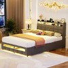Aheaplus Upholstered Bed Frame with Storage Headboard, Charging Station, LED Light - 4 of 4