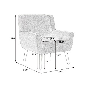TiramisuBest Modern Ergonomic Accent Chair with Soft Linen Upholstery, Comfortable Living,Bedroom Chair with Black Legs, Pink - 1 of 4