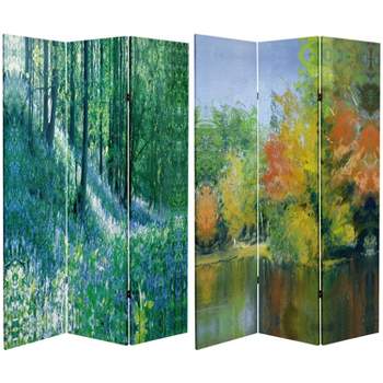6" Double Sided Nature's Embrace Canvas Room Divider Green - Oriental Furniture