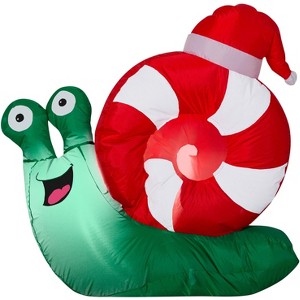 Gemmy Christmas Airblown Inflatable Snail Santa, 3 ft Tall, Multicolored - 1 of 2