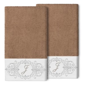 Linum Home Textiles 100% Turkish Cotton MONICA 2PC Embellished Bath Towel Set - 1 of 1