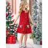 Shimmer & Sparkle Red Sequined Shift Dress Mia Belle Girls - 3 of 4