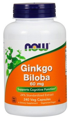 Ginkgo Biloba 60mg 24 % Extract by Now Foods  -  240 Capsule
