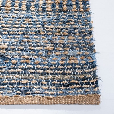 Cape Cod Blue and Natural Braided Jute Square Area Rug