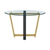 HomeRoots 48" Clear And Gold Glass And Iron Sled Base Round Top Dining Table - 4 of 4