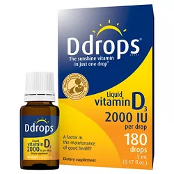 Ddrops Liquid Vitamin D3 Drops 2000 IU (50 mcg) - 180 drops - 0.17 fl oz