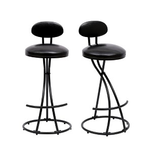 CAVINAS Upholstered Bar Stools Set of 2,Counter Height Chair with Footrest & Round Seat,Armless Chairs for Kitchen Island,Home Bar - 1 of 4