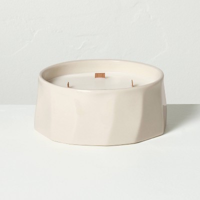 4 Wick Large Faceted Ceramic Lemon and Cedar Jar Candle Cream 21oz - Hearth & Hand™ with Magnolia