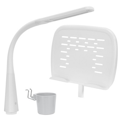 Mount-It! Accessory Kit for Height Adjustable Kids-Desk | Includes LED-Lamp, Book Holder Shelf and Pencil Holder-Cup, Grey