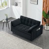 Lyngins Modern Velvet Loveseat, 3 in 1 Convertible Futon Sofa Bed w/Reclining Backrest & Pillows, Versatile Couches for Living Room,Pull Out Sofa Bed - 2 of 4