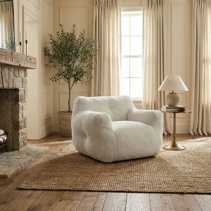 Airsurfer Plush Teddy Bean Bag Seats Oversized Cozy Lazy Sofa Armchair with High-Density Foam, Ergonomic Sofa for Living Room, Bedroom - 1 of 4