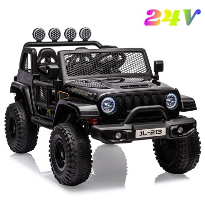 Jojoka  24V 7AH Kids Ride On Truck, 2-Seater Electric Vehicle with Switchable 2WD/4WD, Remote Control, Lights, MP3, and Spring Suspension