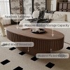 47'' Oval Solid Wood Veneer Coffee Table,Modern MDF Wood Coffee Table for Apartment Bedroom,Accent Tea Table for Living Room Office-Coolbibila - 3 of 4