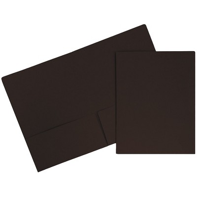 JAM Paper Premium Matte Colored Cardstock Two-Pocket Presentation Folders Brown 0233722B