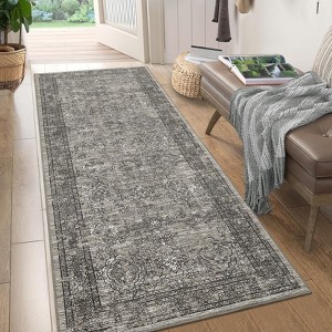 Area Rug Floral Vintage Print Floor Cover Low Pile Carpet - 1 of 4