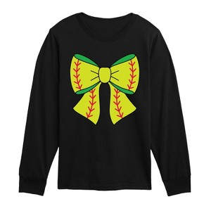 Boys' - Instant Message - Softball Bow Long Sleeve Graphic T-Shirt - 1 of 4
