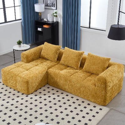 CAVINAS Modern Modular L-Shaped Sofa with Chaise Longue, 98.42-inch Loveseat Sofa with Small Side Pockets, Couches for Living Room