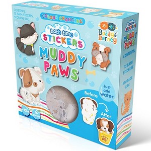 Buddy & Barney: Bath Time Stickers - Muddy Paws - 15 Color-Changing Foam Pieces - 1 of 4