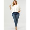Agnes Orinda Women's Plus Size Stylish Tie Neck 3/4 Ruffle Sleeves Work Office Blouses - 3 of 4