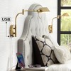 Possini Euro Design Keegan Modern Swing Arm Wall Lamps Set of 2 with USB Ports Warm Gold Plug-In Light Fixture for Bedroom Reading - 2 of 4