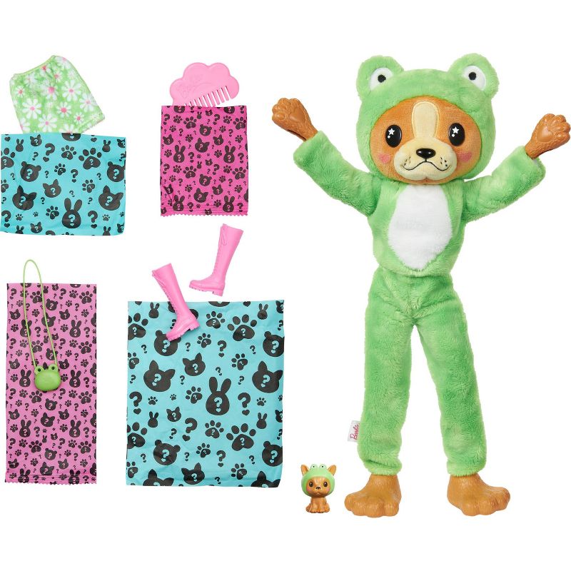 Barbie Cutie Reveal Puppy as Frog Costume-Themed Series Doll &#38; Accessories with 10 Surprises, 4 of 7