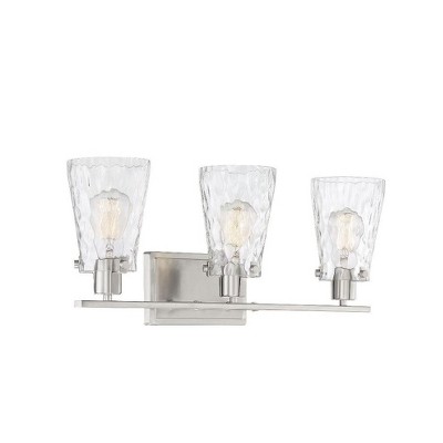 Satin Nickel 3-Light Cylinder Vanity Fixture with Clear Glass Shades