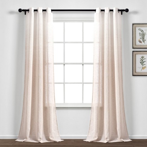 Lush Decor Farmhouse Textured Grommet Sheer Window Curtain Panel White Single 115X84