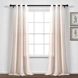 Home Boutique Ombre Stripe Grommet Sheer Window Curtain Panels Beige 38X84 Set