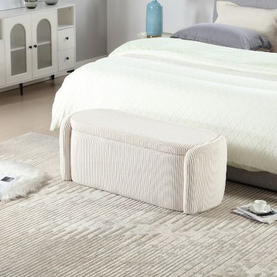 Sapphtopaz Upholstered Storage Ottoman Bench, Entryway Benches with Foot Pads, Multi-Functional Entryway Bench for Bedroom or Living Room