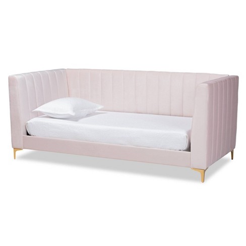 Twin Oksana Velvet Daybed Light Pink gold Baxton Studio Target