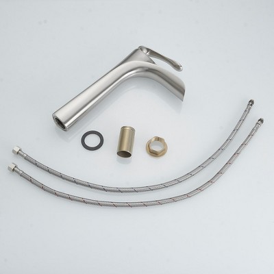 Brushed Nickel Single Handle Vessel Sink Faucet with Drain Assembly