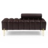 GustoWave 53.2”Modern End of Bed Bench, PU Upholstered 2 Seater Sofa Couch, Sofa Stool Entryway Ottoman Bench with Metal Legs, Coffee - 4 of 4