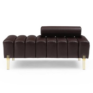 GustoWave 53.2”Modern End of Bed Bench, PU Upholstered 2 Seater Sofa Couch, Sofa Stool Entryway Ottoman Bench with Metal Legs, Coffee - 1 of 4