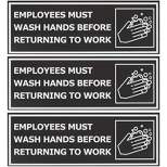 Stockroom Plus 3 Pack Magnetic Safety Bathroom Sign, Employees Must Wash Hands Before Returning to Work (9 x 3 In)