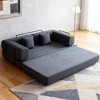 3-Seater Small Streak Corduroy Convertible Sleeper Sofa Bed with Cylindrical Pillow, Folding Mattress Couch with Fixed-Shape Frame and Non-Slip Pad - 3 of 4