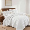 100 Cotton Twin Quilt Set - White Pre - Washed Soft Lightweight Bedspread, Farmhouse Coverlet, Shabby Chic Gauze, 2 Pieces - 2 of 4