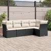 vidaXL 5 Piece Patio Sofa Set with Cushions Black Poly Rattan - Black and Cream Without Table - 2 of 4