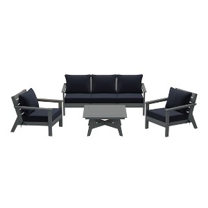 WestinTrends Avalon Outdoor 6-Piece Modular Sectional Patio Furniture Sofa Set, Gray/Navy Blue - 1 of 4