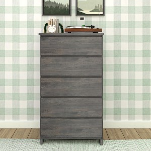 Max & Lily Dresser, 5 Storage Drawers Farmhouse Solid Wood Bedroom Dressers - 1 of 4