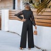 Women's Sheer Sleeve Jumpsuit with Belted Waist - Cupshe - 3 of 4
