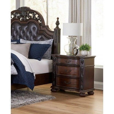 NicBex Nightstand with Drawers, Side Table with Hanging Pulls and Finish Top,Classic Bedside Table for Bedroom,Living Room