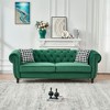 3+3 Seater Chesterfield Velvet Upholstery Sofa with Roll Armrest & Nailhead, Mid Century Modern Upholstered Couch for Living Room, Office, Apartment - 3 of 4
