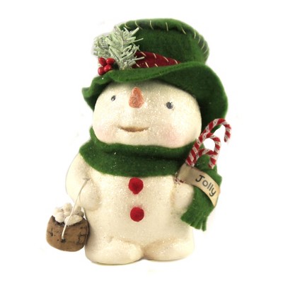 Christmas 5.0" Jolly Tiny Tim Snowman Basket Snowballs Candycane  -  Decorative Figurines