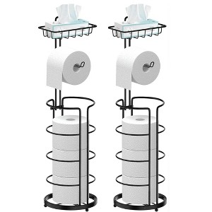 DOMETOUR Toilet Paper Holder Stand with Shelf, Bathroom Freestanding Toilet Paper Stand Holds 4 Rolls, Tissue Paper Roll Dispenser - 1 of 4