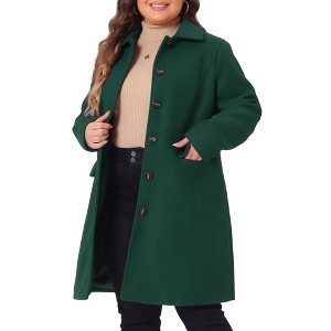 Agnes Orinda Women's Plus Size Winter Single Breasted Back Split with Pockets Long Overcoats - 1 of 4