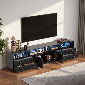 Belord High Gloss TV Stand for TVs up to 75", Modern Entertainment Center with Storage Drawers - 1 of 4
