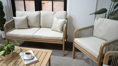 Tavira 4-Piece Gray Acacia Wood Outdoor Patio Set
