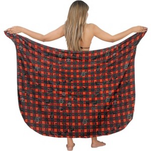 HAPPY BAY Women's Beachwear Beach Santa Sarong Bikini Coverups Wrap Swim Cover Up Wraps Christmas Bathing Suit for Women One Size Red Santa Checks - 1 of 4