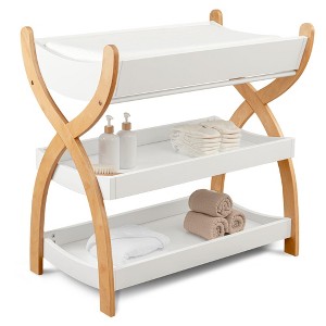 Comfy Cubs Baby Changing Table - Sturdy Wood Construction with Two Open Shelves - 1 of 4