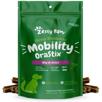 Zesty Paws Hemp Elements Dog OraStix Mobility for Dogs - Peppermint Flavor - 12oz